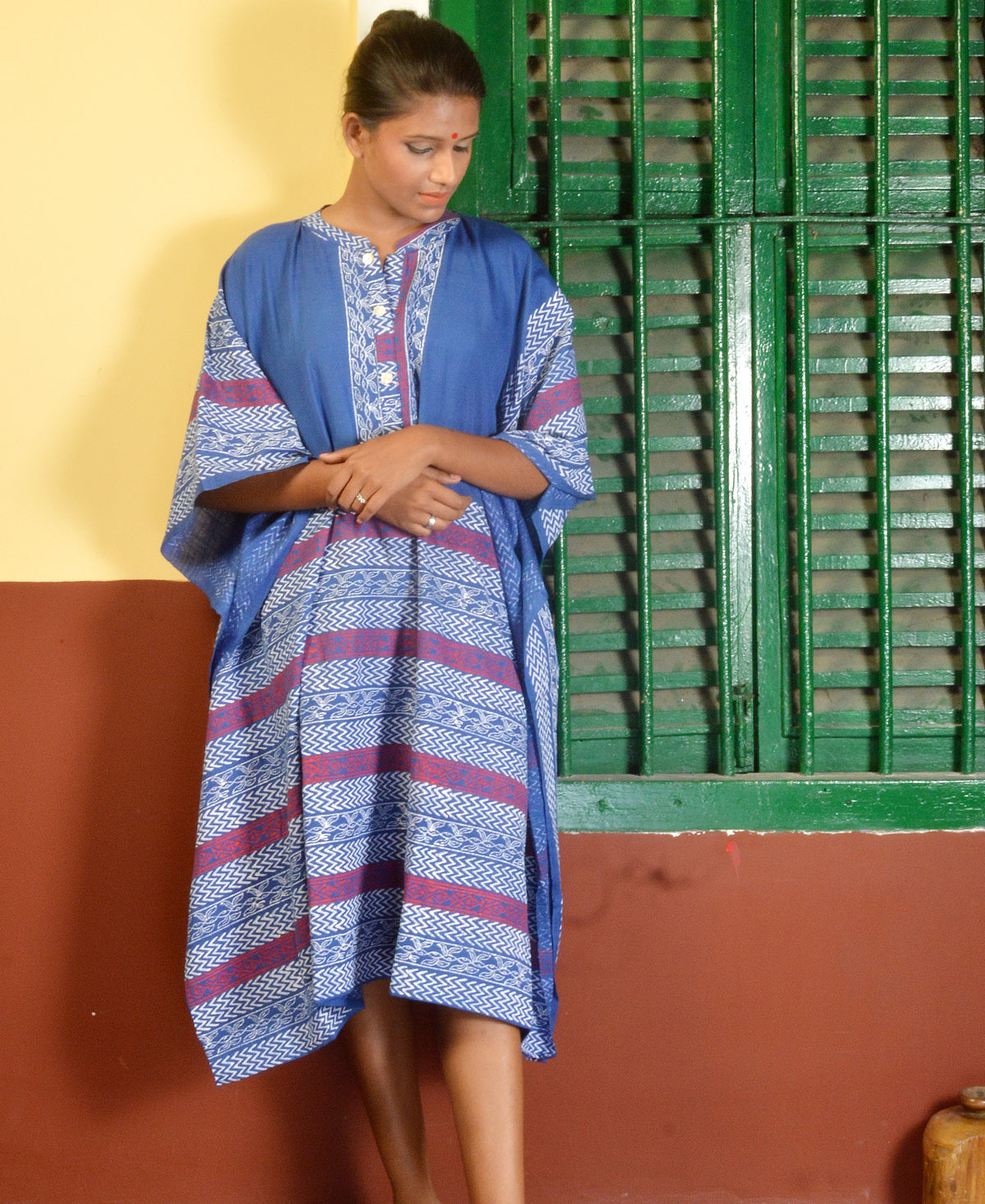 Hand Block Printed Cotton Kaftan