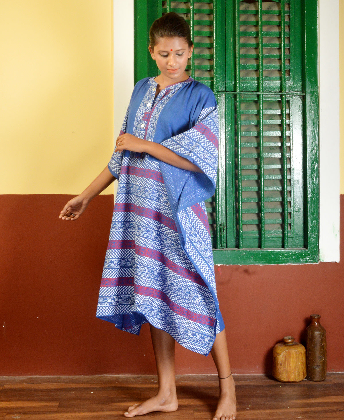 Hand Block Printed Cotton Kaftan