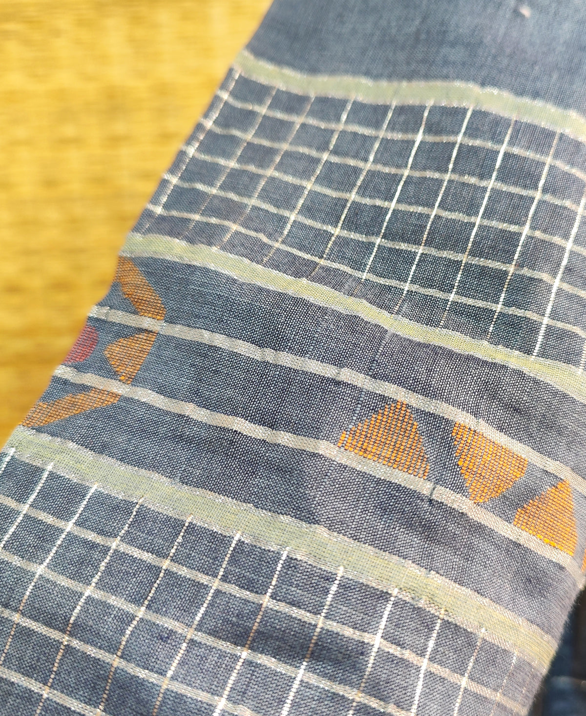 Classic Jamdani Long Kurta In Indigo