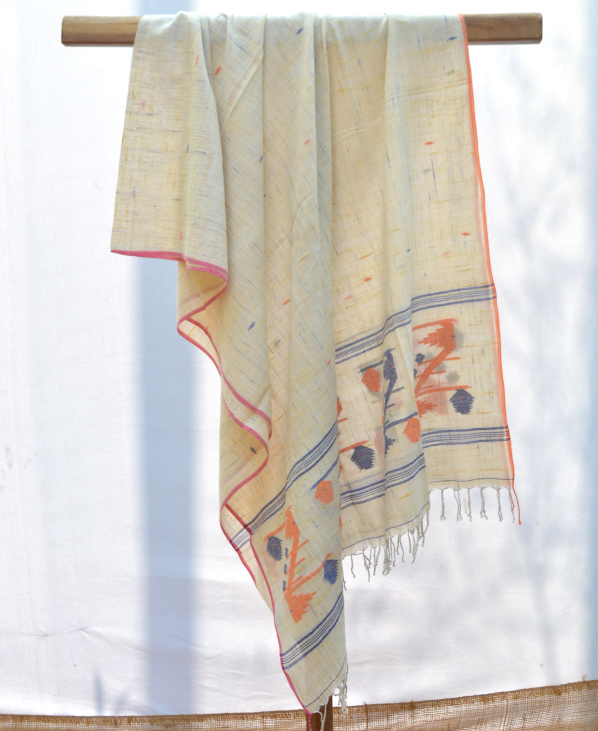 Indigo & Yellow Futki Jamdani Dupatta