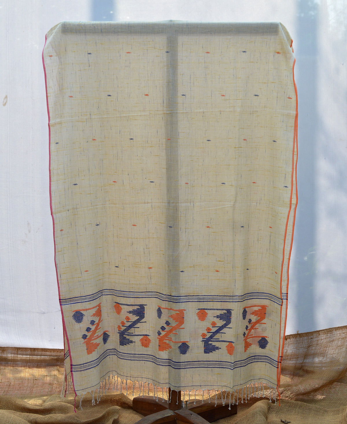 Indigo & Yellow Futki Jamdani Dupatta