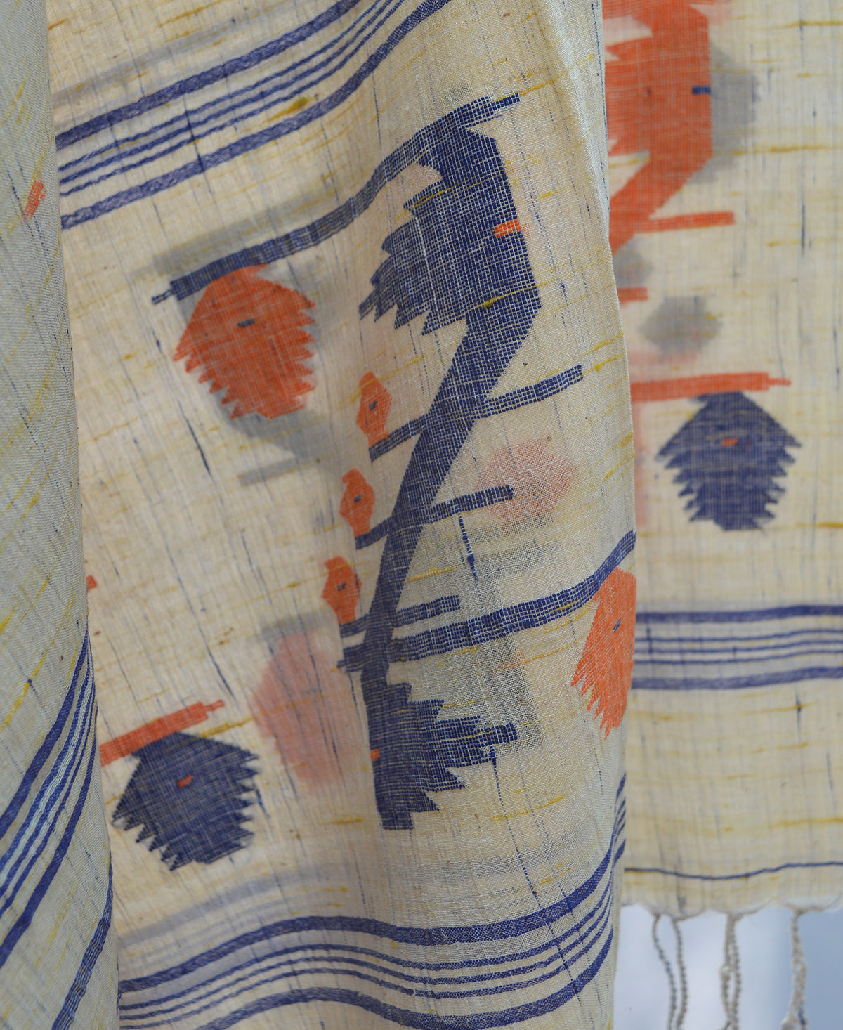 Indigo & Yellow Futki Jamdani Dupatta