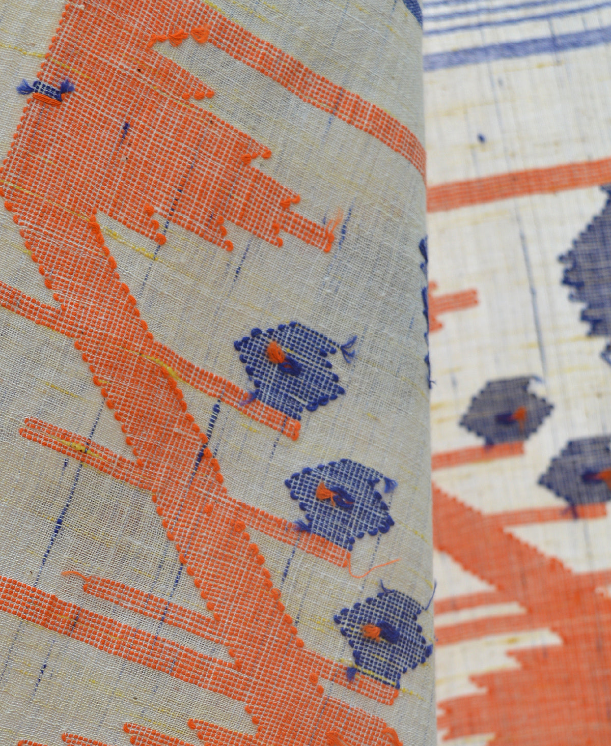 Indigo & Yellow Futki Jamdani Dupatta