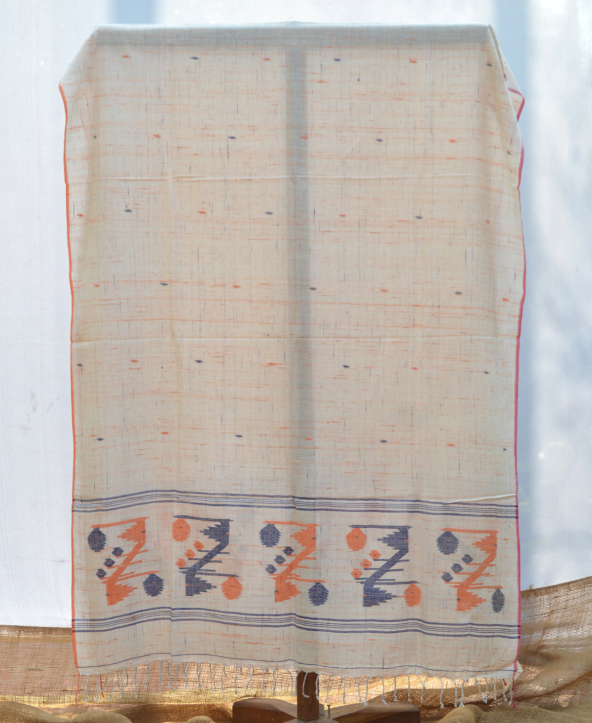 Indigo & Orange Futki Jamdani Dupatta