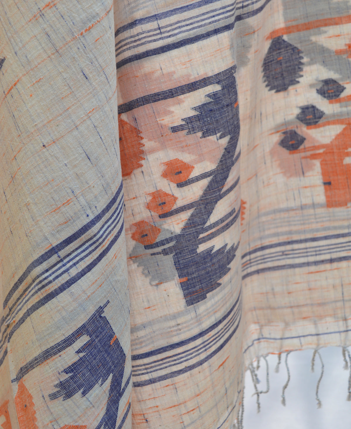 Indigo & Orange Futki Jamdani Dupatta