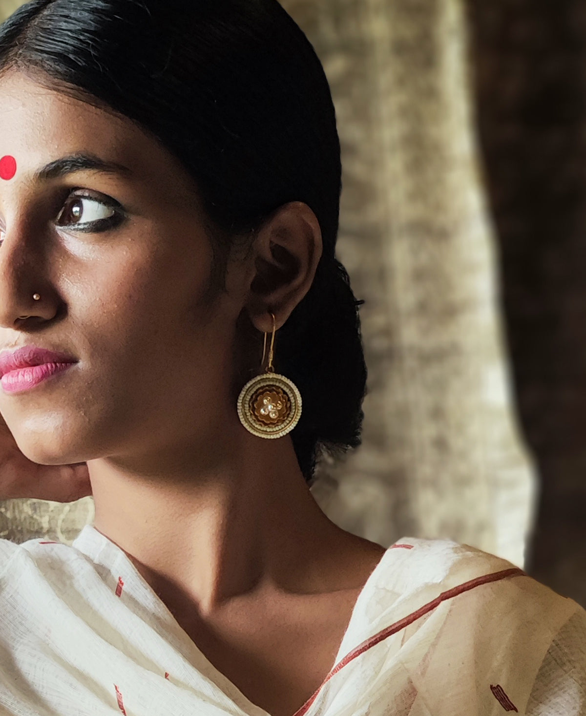 Padma Mukta - Gold Plated Ear Drop