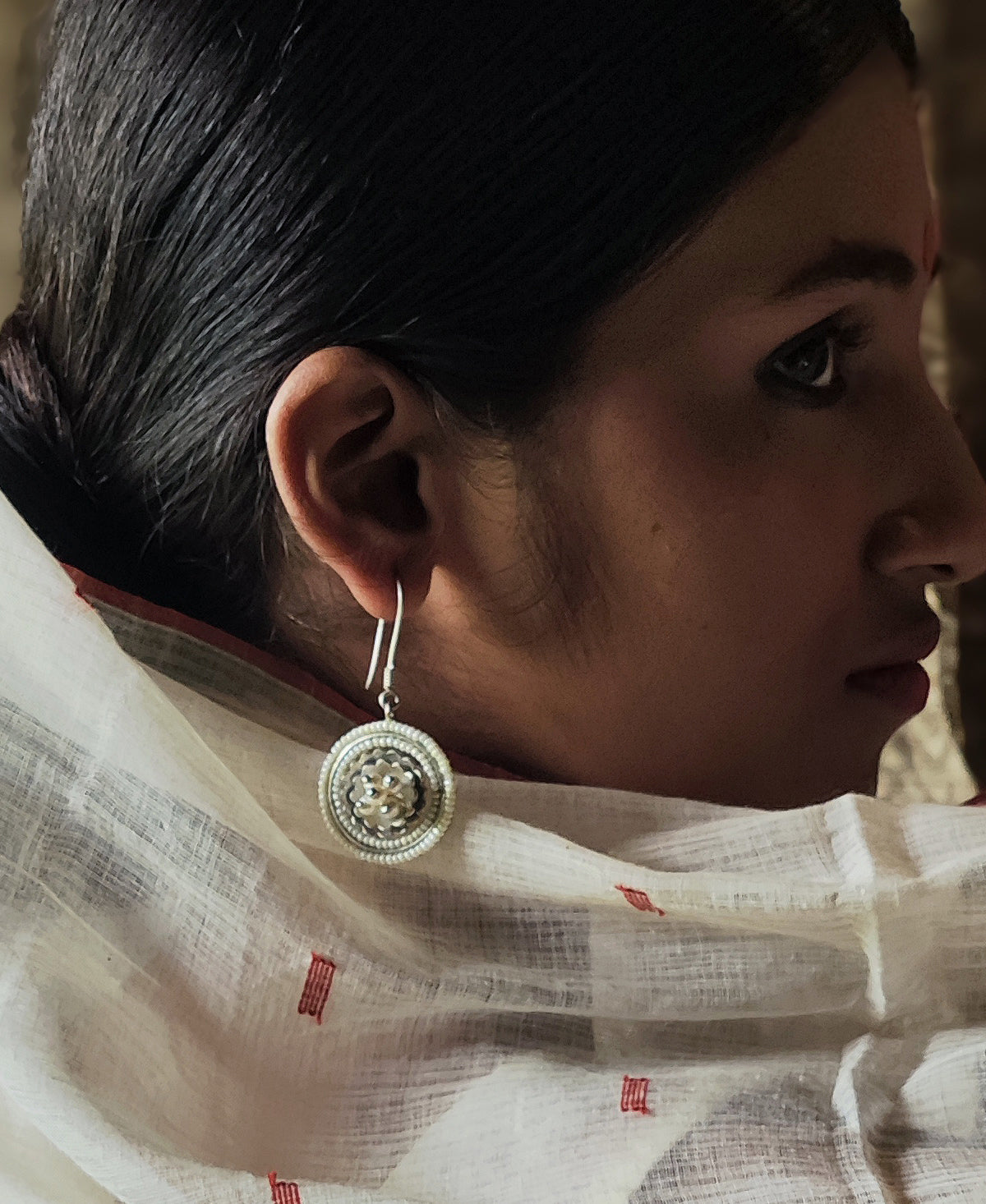 Padma Mukta - Silver Plated Ear Drop