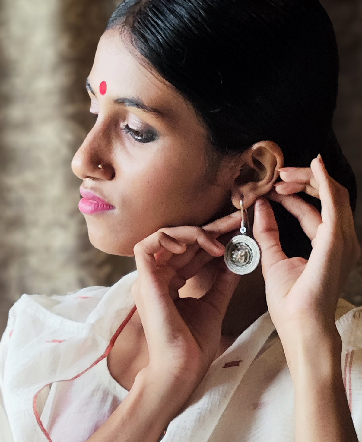 Padma Mukta - Silver Plated Ear Drop