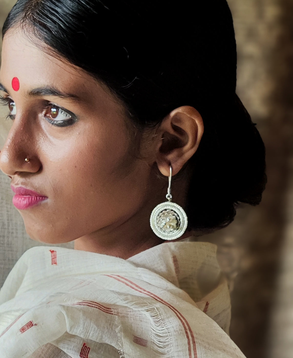 Padma Mukta - Silver Plated Ear Drop