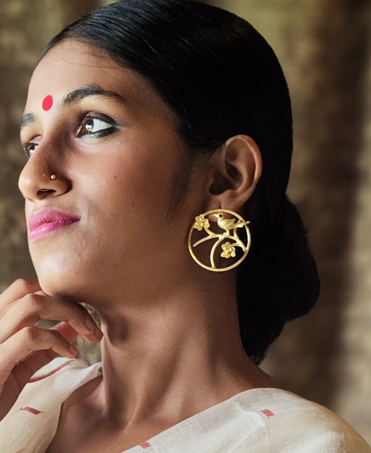 Pakshini - Gold Plated Ear Stud