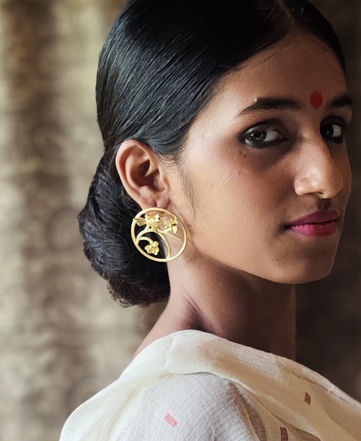 Pakshini - Gold Plated Ear Stud