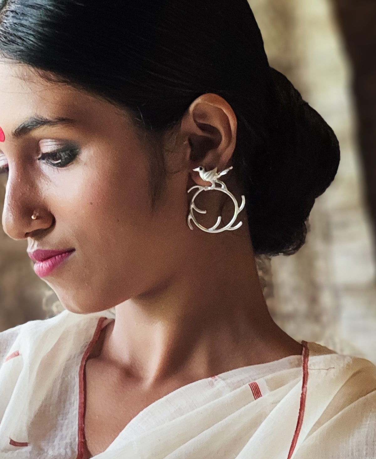 Suvarnika - Silver Plated Ear Stud