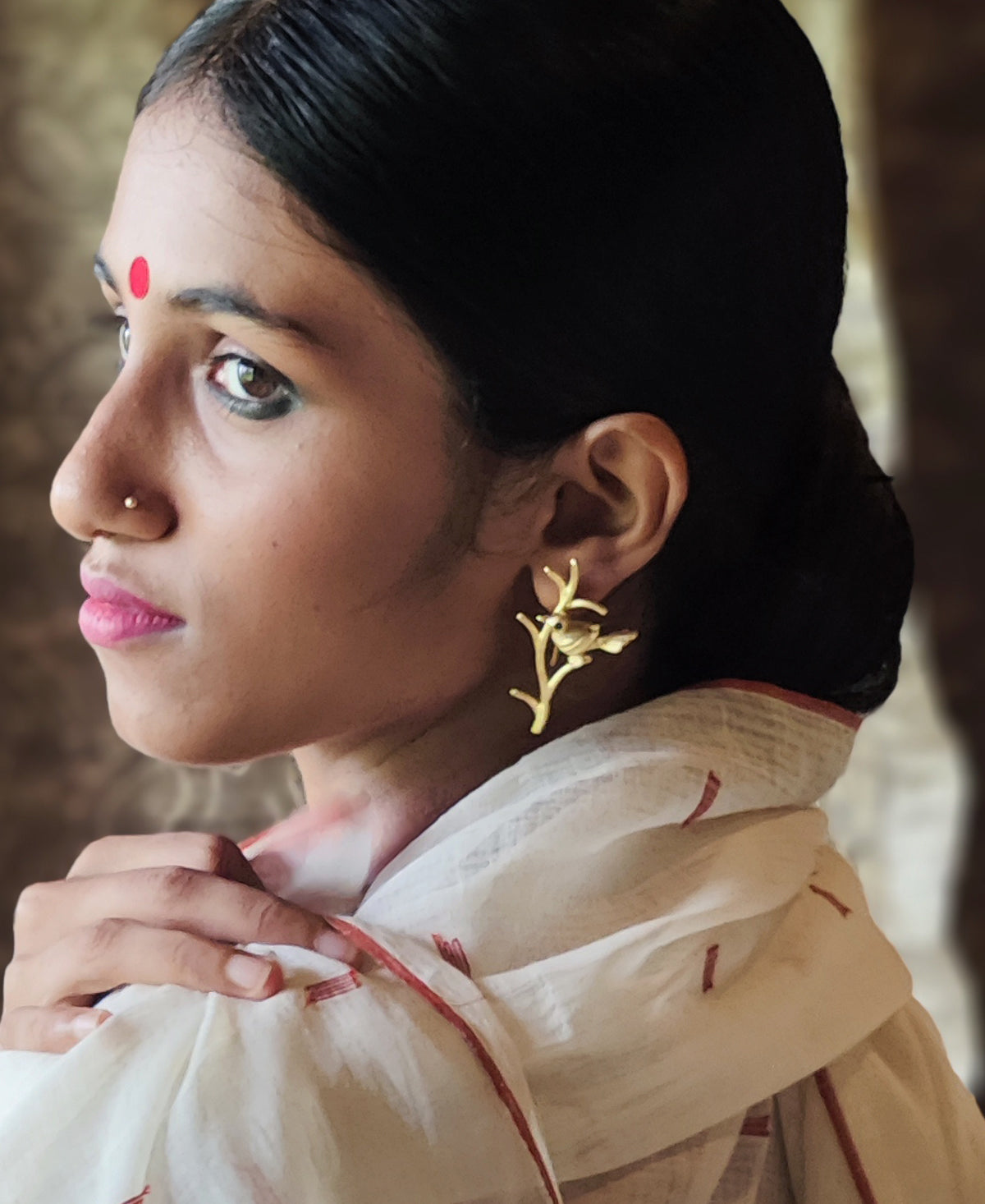 Kokila - Gold Plated Ear Stud
