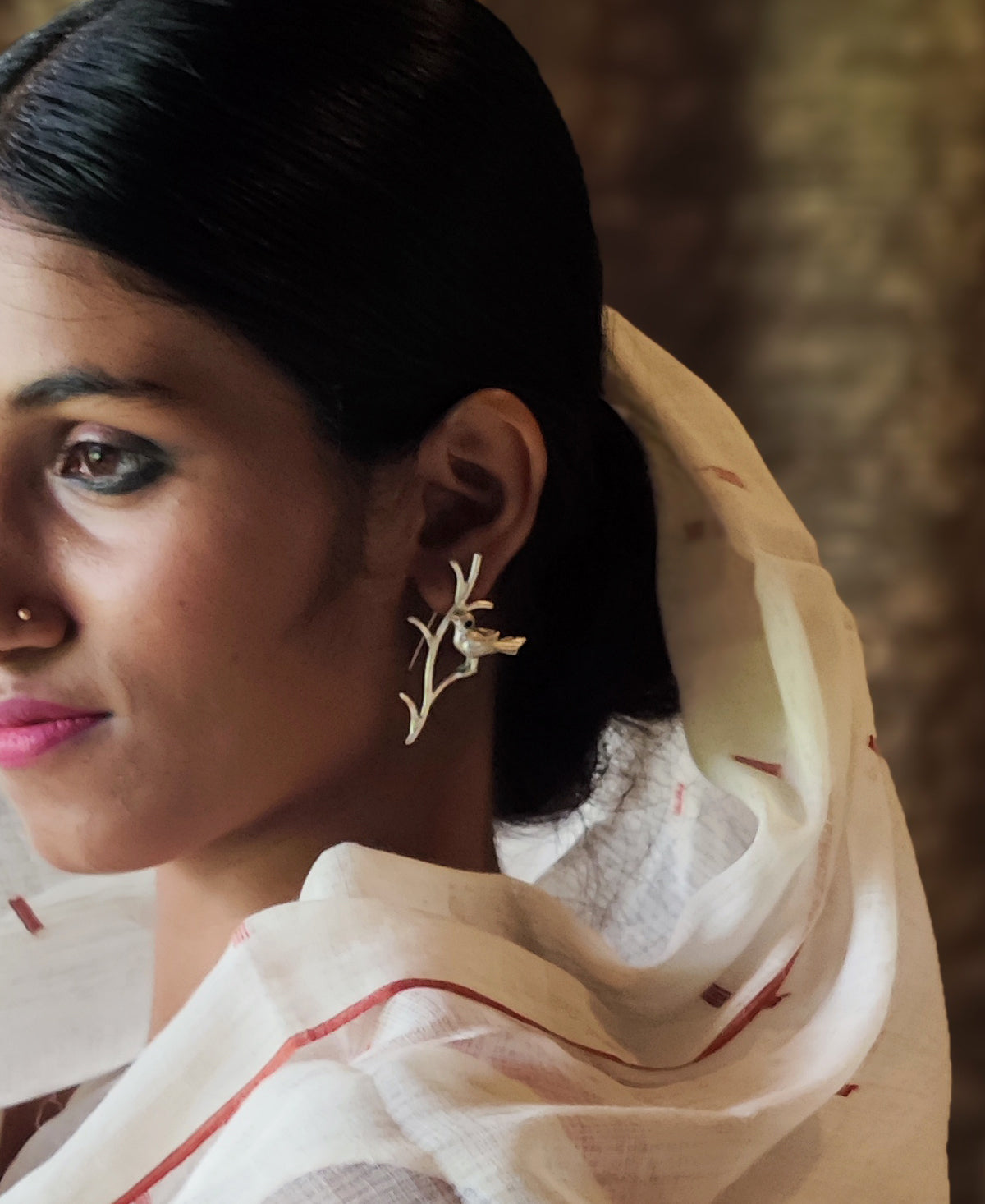 Kokila - Silver Plated Ear Stud