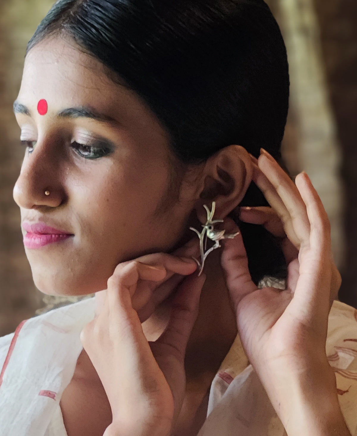 Kokila - Silver Plated Ear Stud