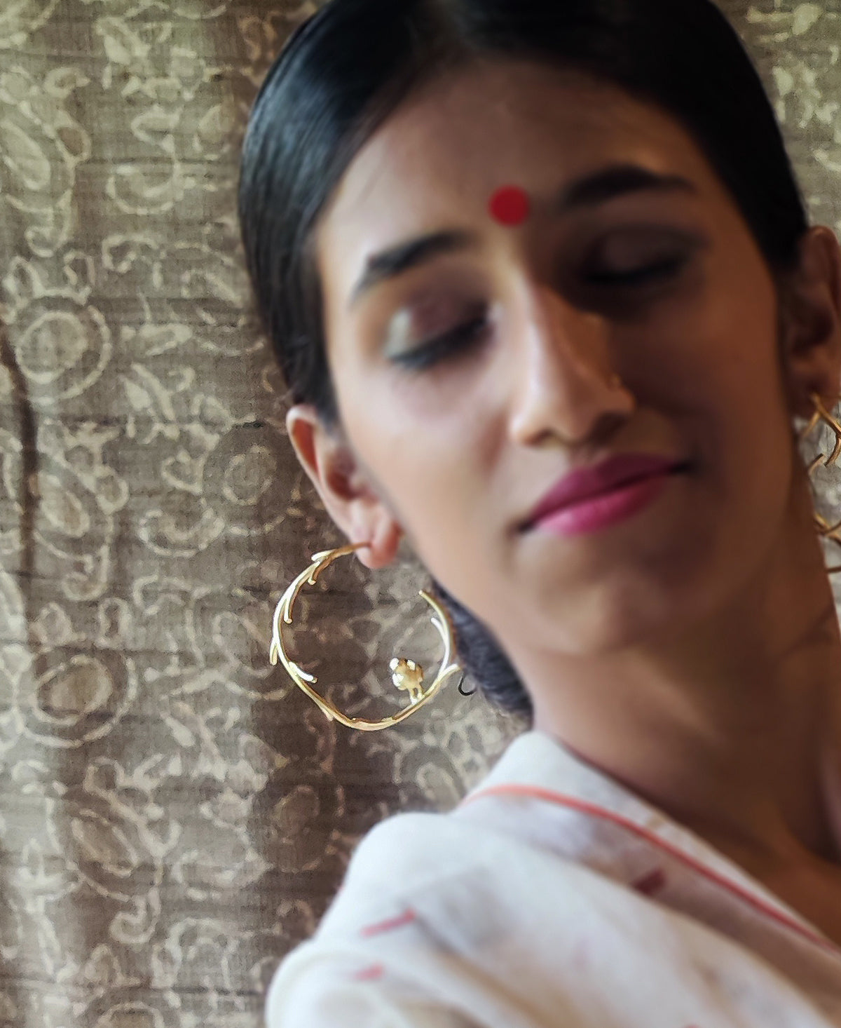 Pakshi Vriksha - Gold Plated Hoop