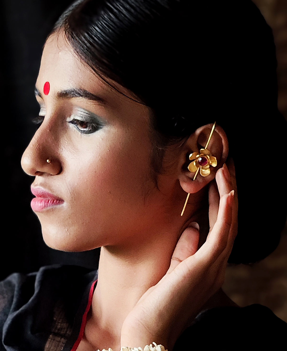 Padmarag Gold Plated Ear Cuff