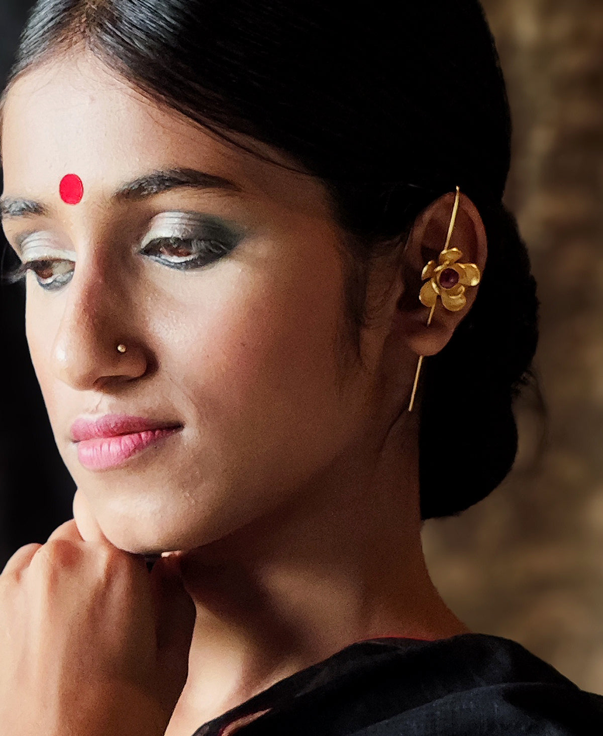 Padmarag Gold Plated Ear Cuff