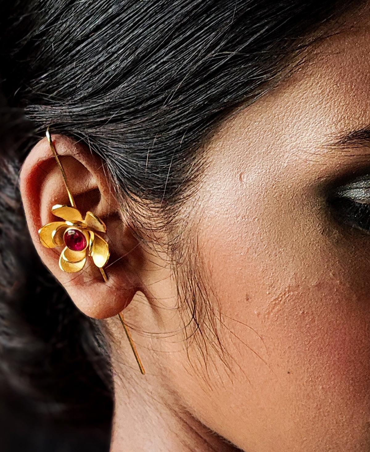 Padmarag Gold Plated Ear Cuff