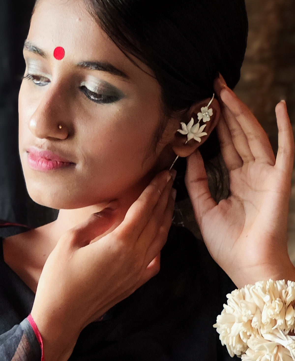 Kumudini Silver Plated Ear Cuff