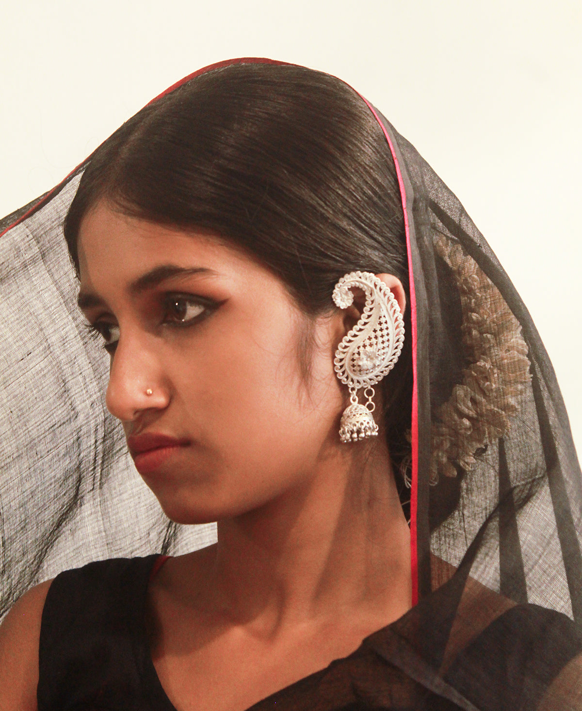 Chandrika Kaan Jhumka Silver