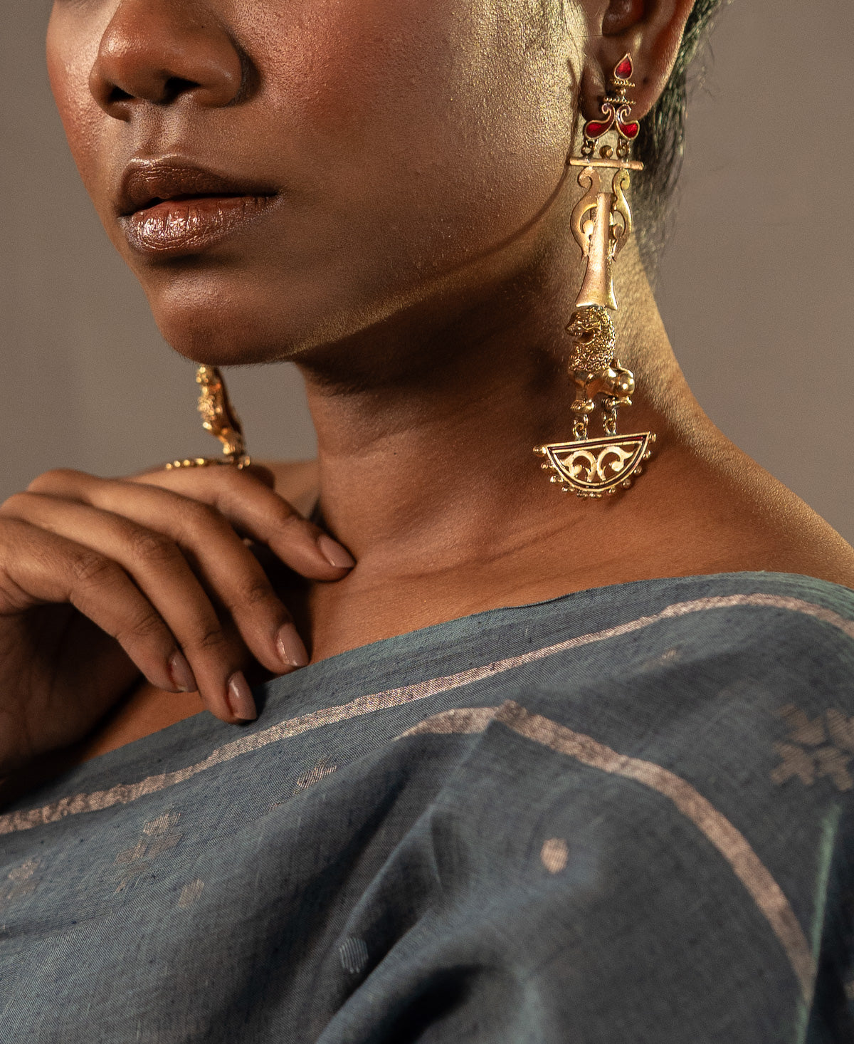 Yali Rakta Torana Long Earrings