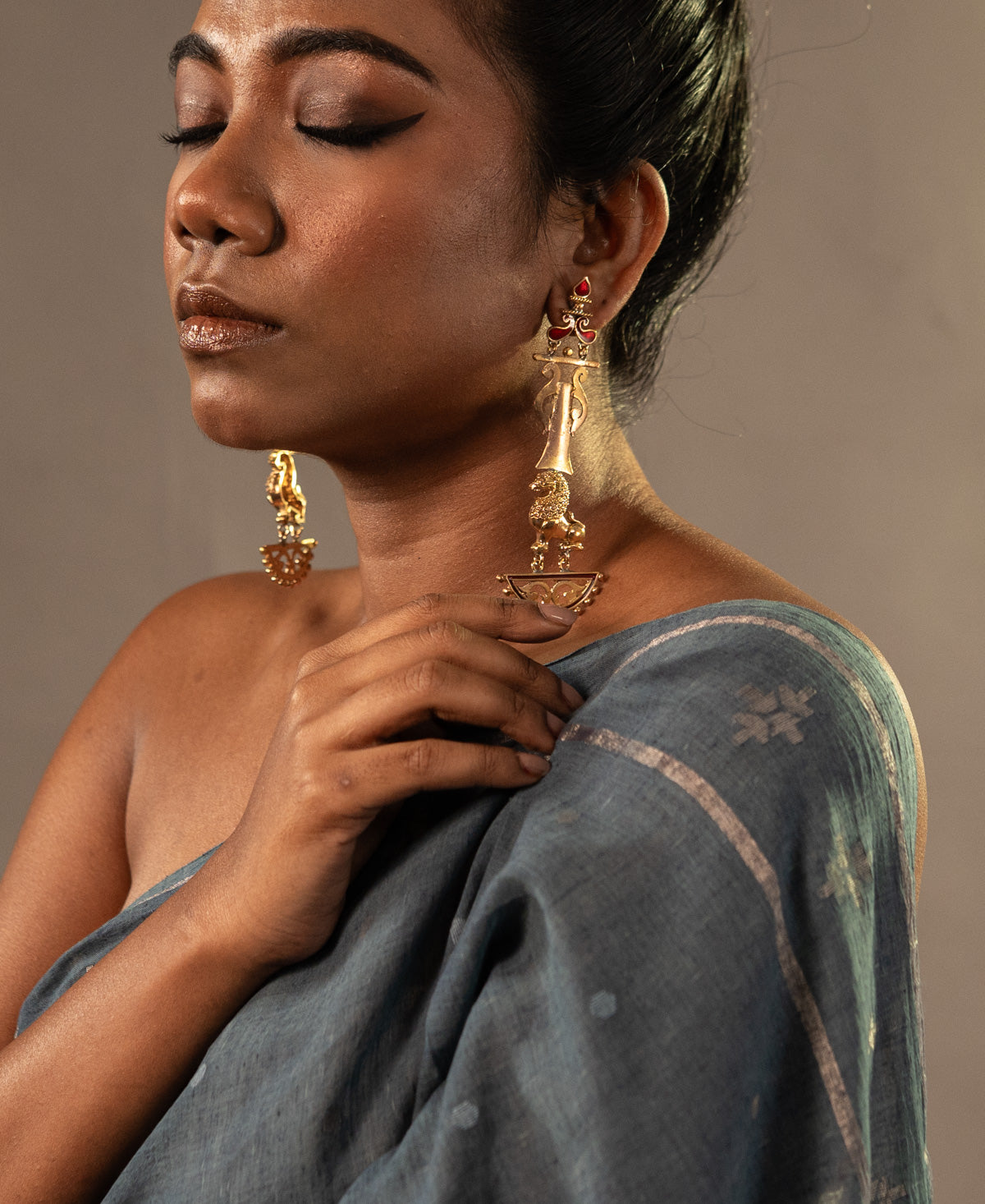 Yali Rakta Torana Long Earrings