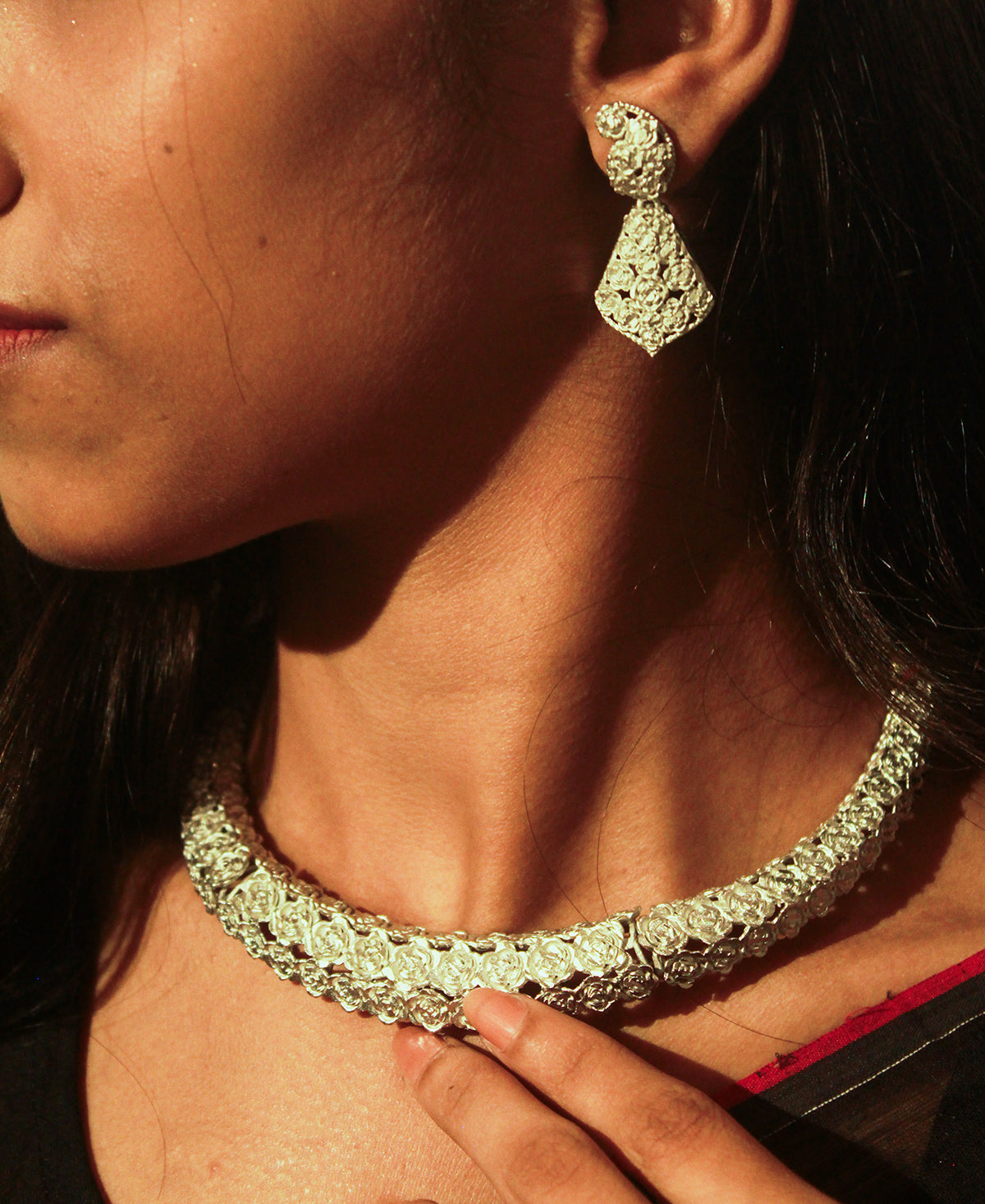 Golap Chhora Silver Plated Choker Set