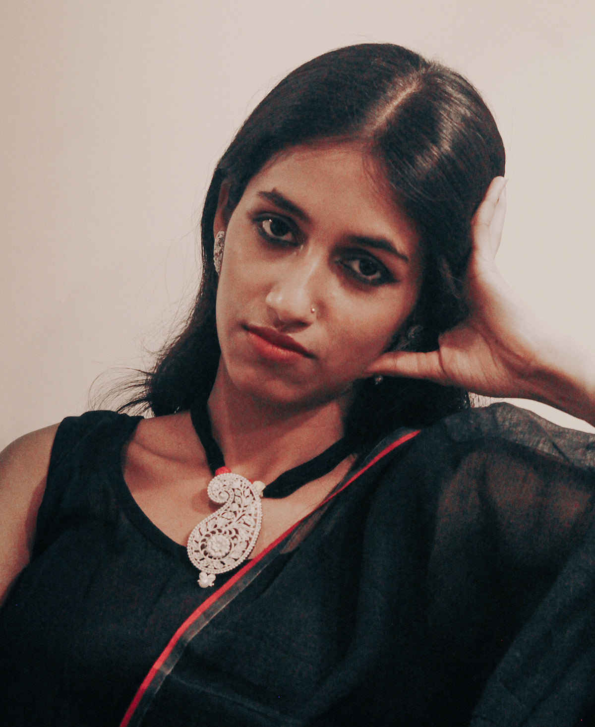 Aalap Silver Plated Pendent Set