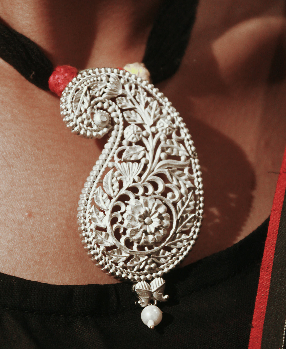 Aalap Silver Plated Pendent Set