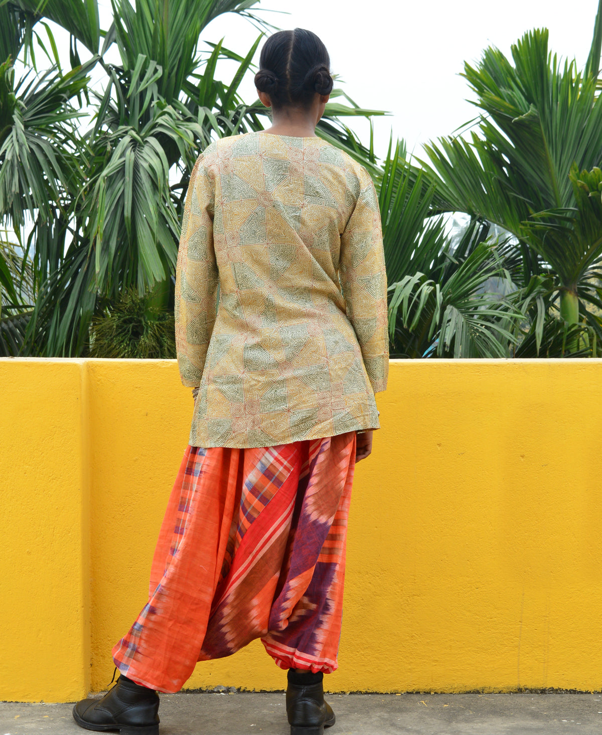 Orange & Brown Purple Space Dyed Cotton Afghan Pant