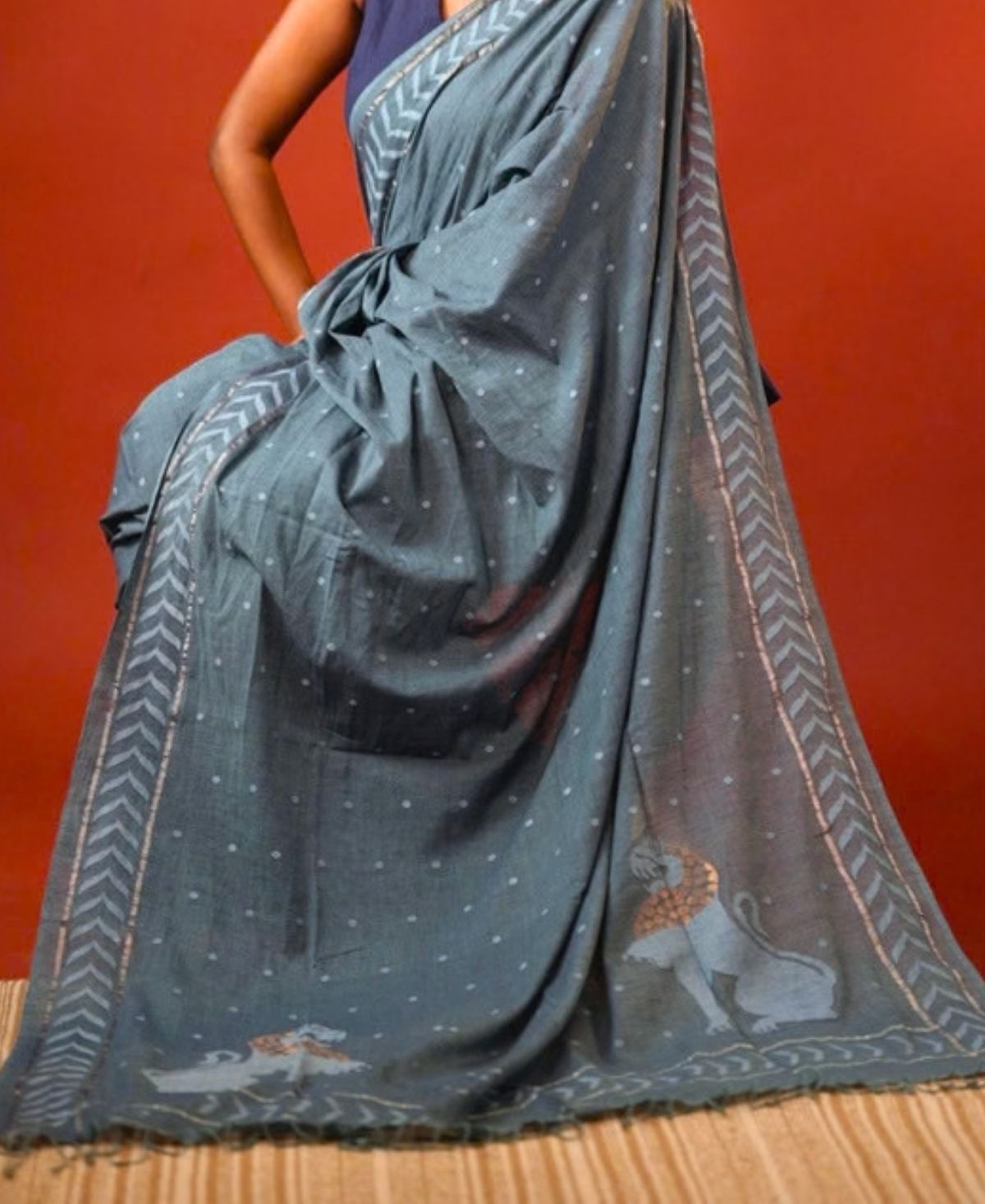 Neel Keshar Yali Jamdani Saree