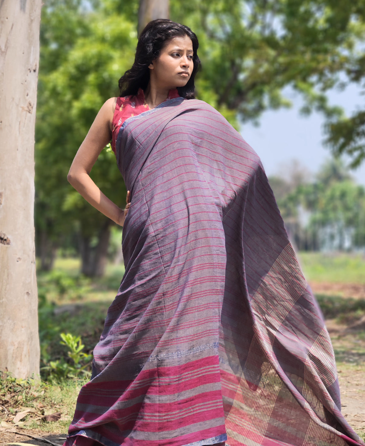 Alo Chaya Cotton Stripe Saree