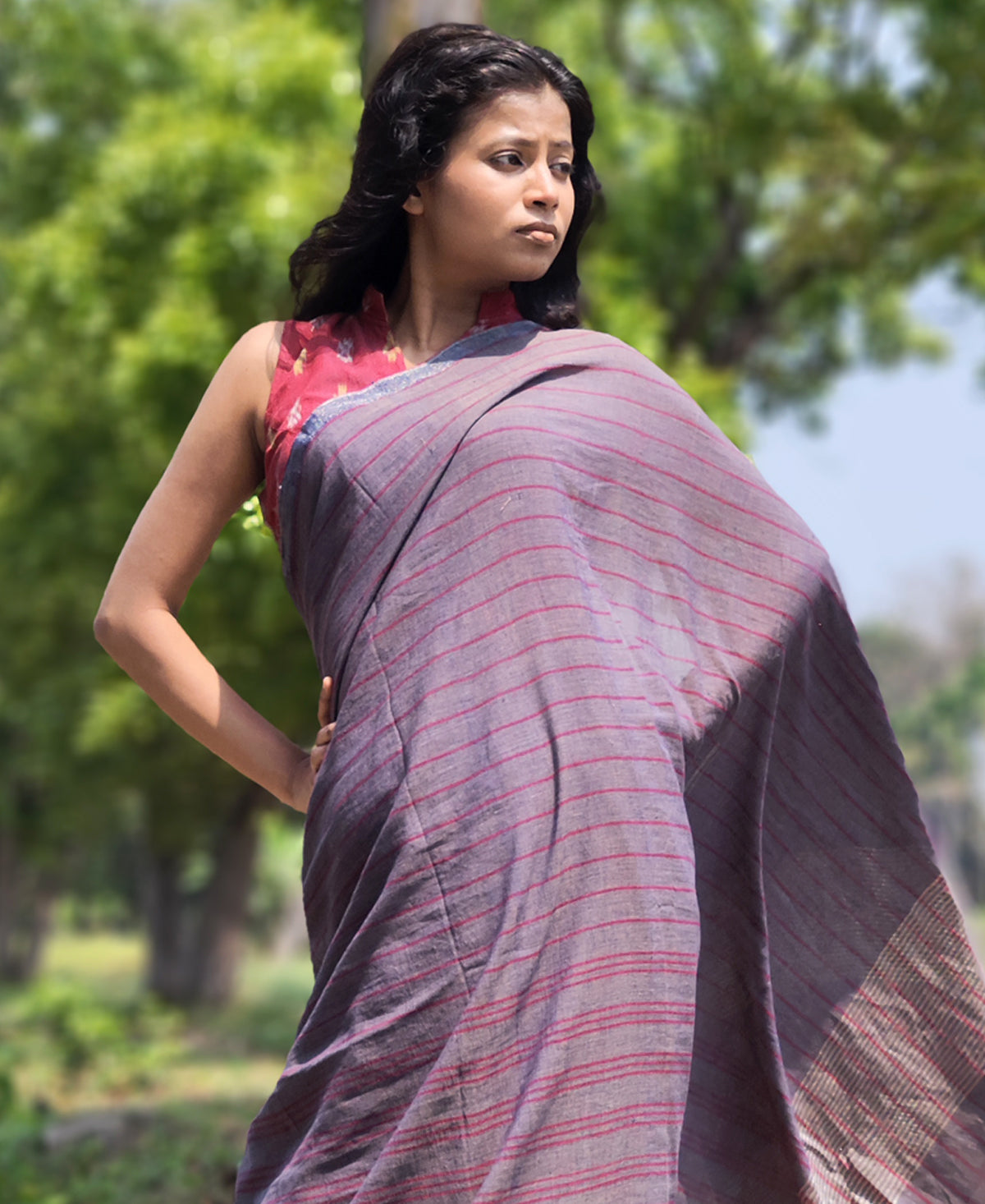 Alo Chaya Cotton Stripe Saree