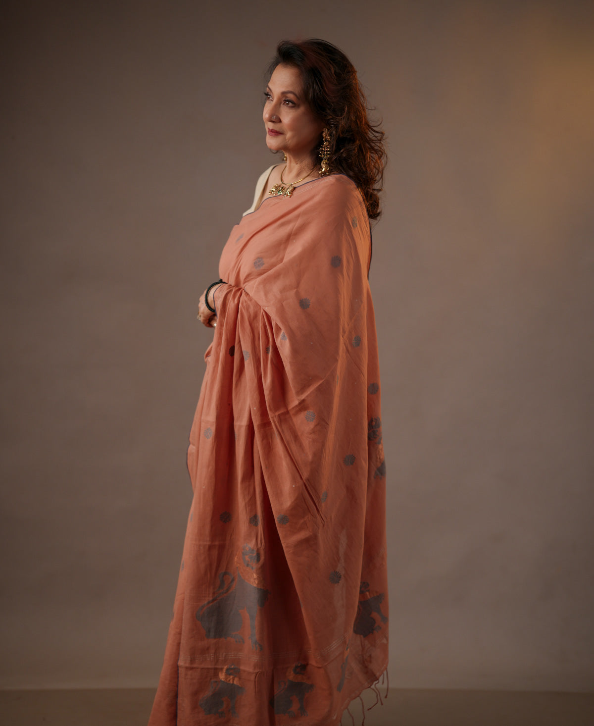 Manjistha Keshar Yali Jamdani Saree