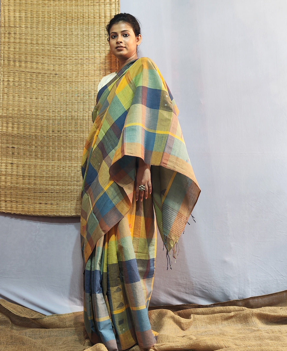 Gamcha Check Cotton Jamdani Saree