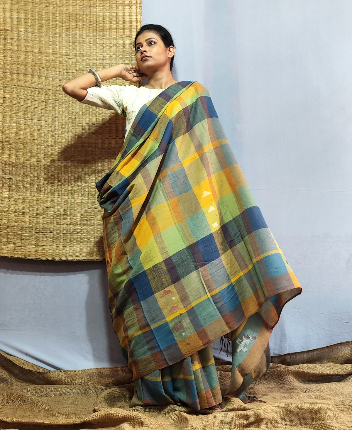 Gamcha Check Cotton Jamdani Saree