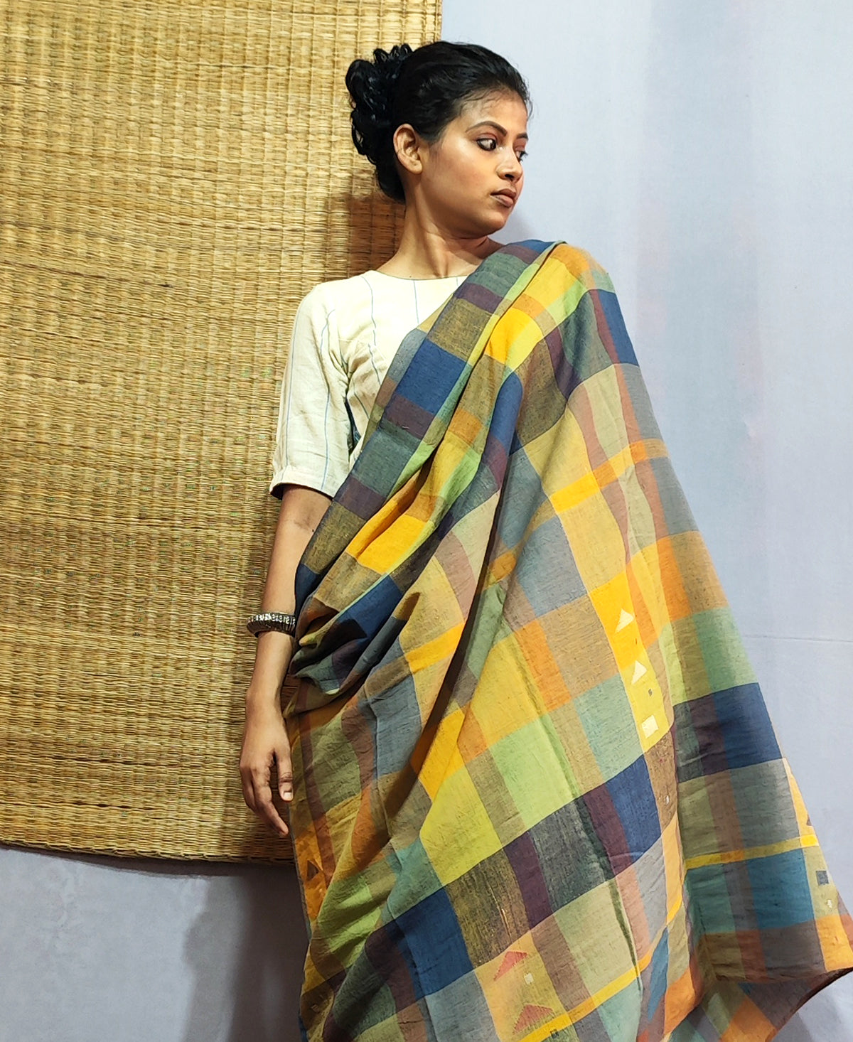 Gamcha Check Cotton Jamdani Saree