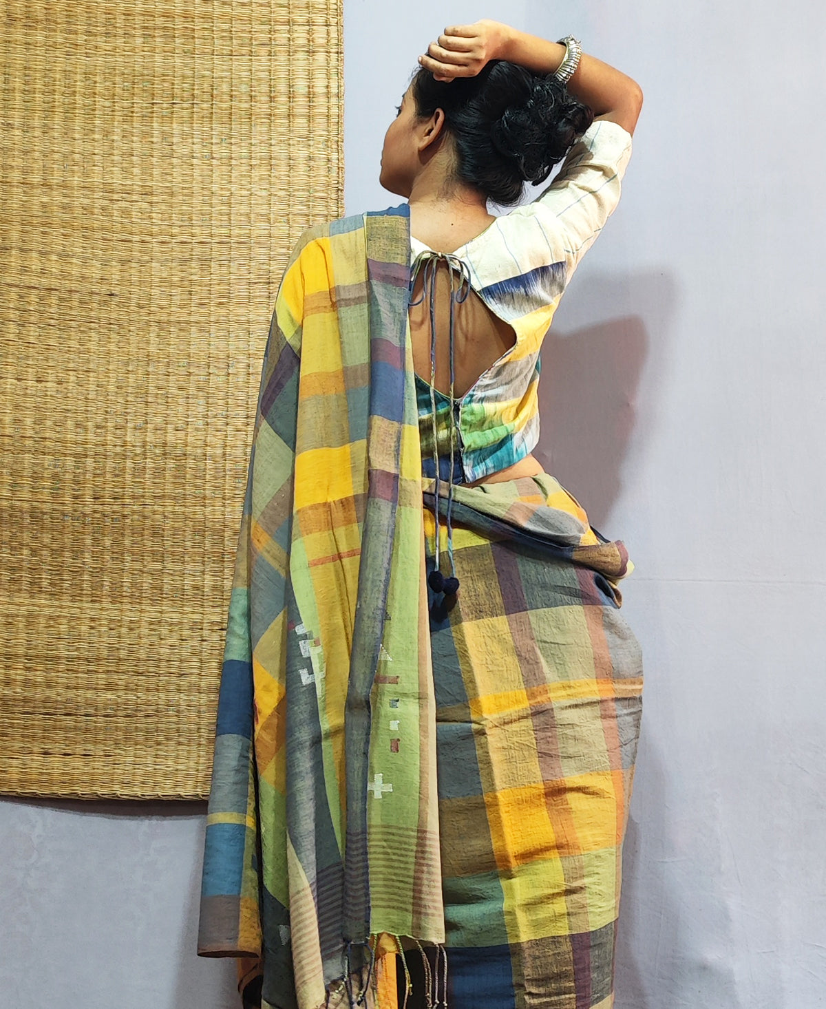 Gamcha Check Cotton Jamdani Saree