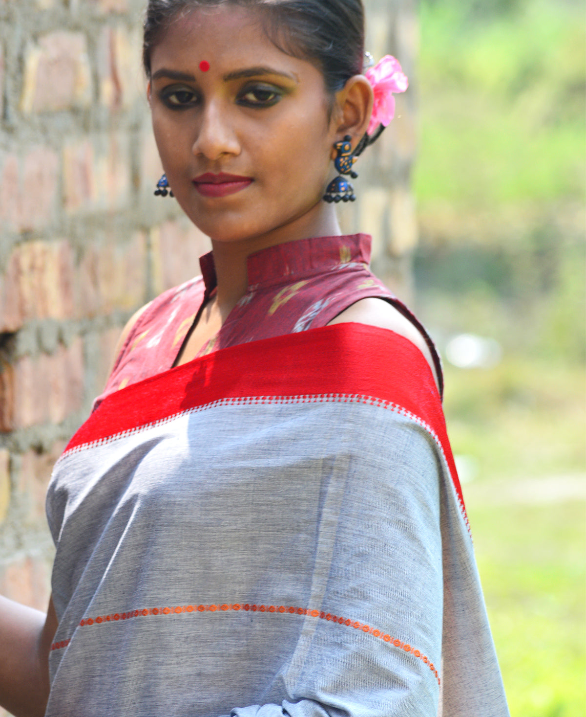 Light Grey Handwoven Cotton Saree