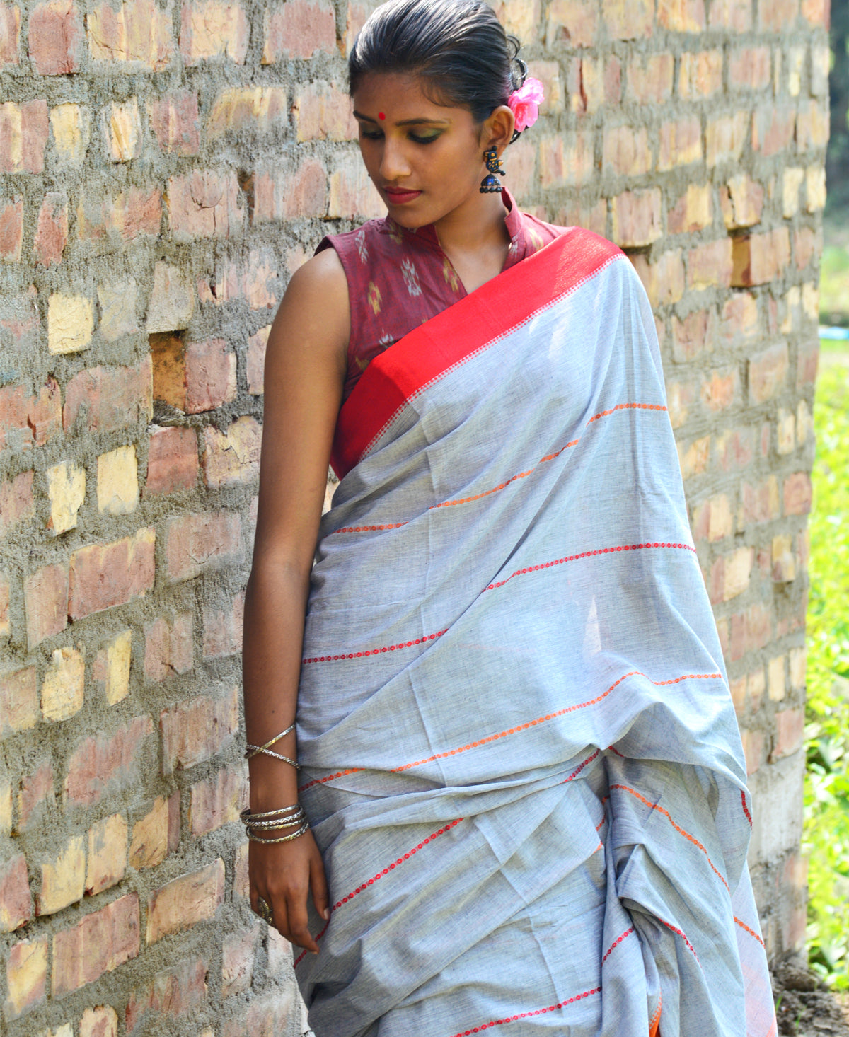 Light Grey Handwoven Cotton Saree
