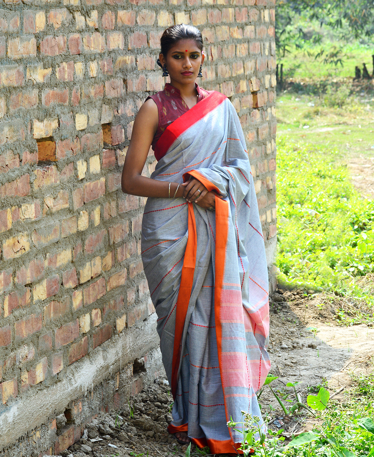 Light Grey Handwoven Cotton Saree