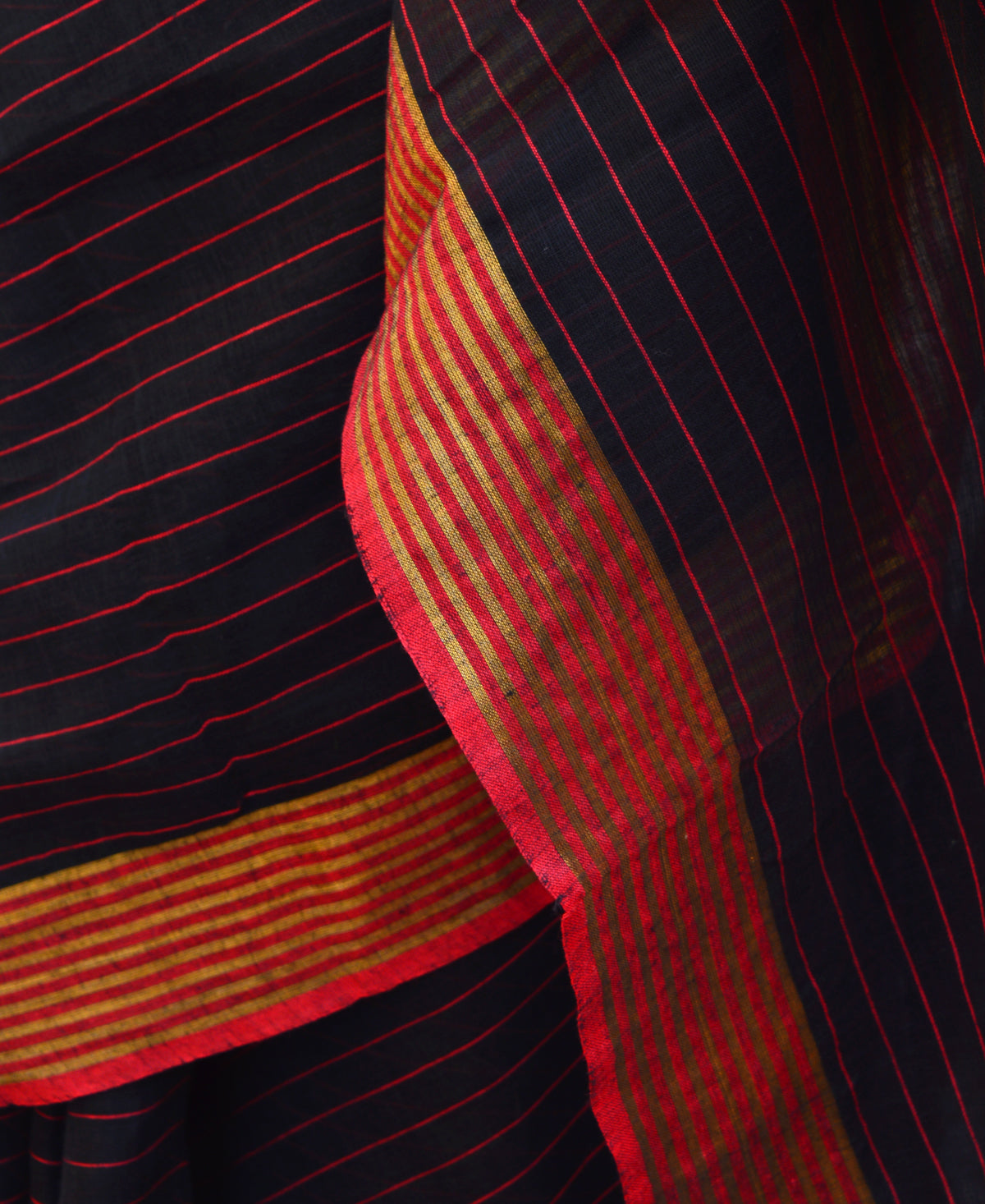 Black Handspun & Handwoven Cotton Saree