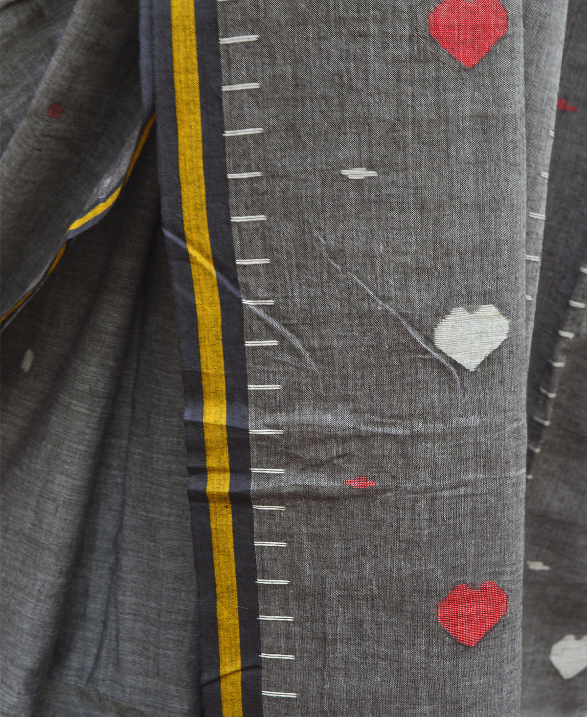 Pabble Gray Handspun & Handwoven Tangail Saree