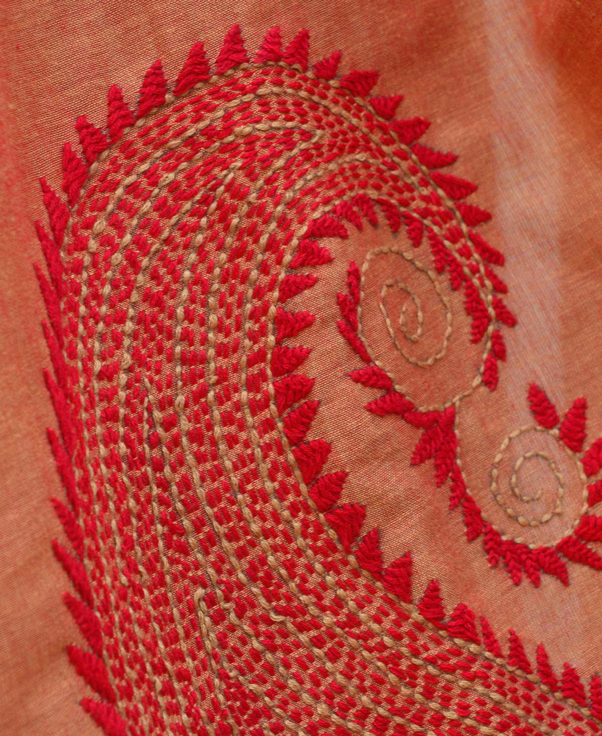 Rich Red Contemporary Kantha Saree