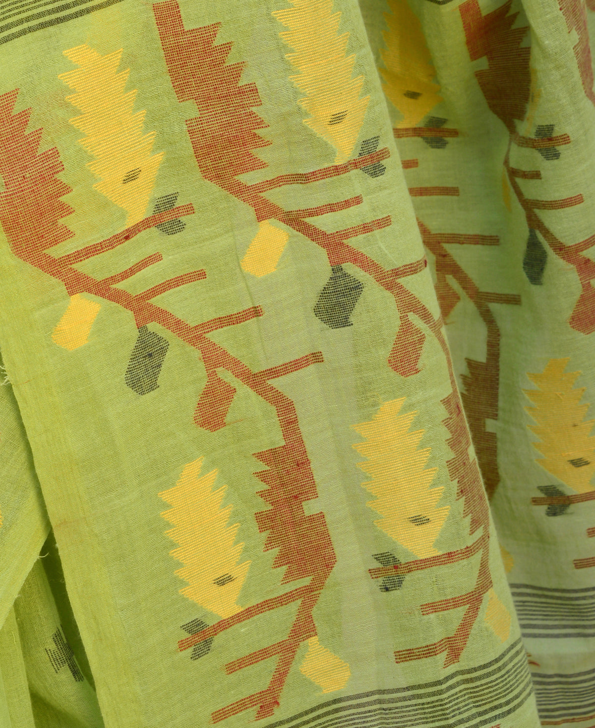 Olive Green Fine Count Jamadani Saree