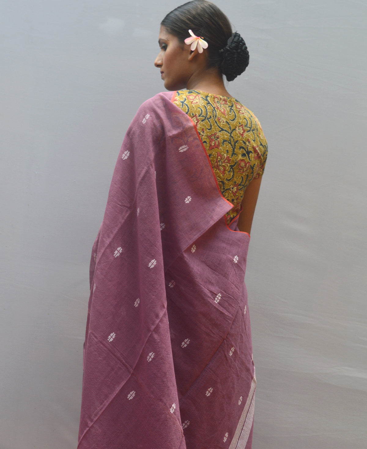 Dusky Purple Silk Cotton Jamdani Saree