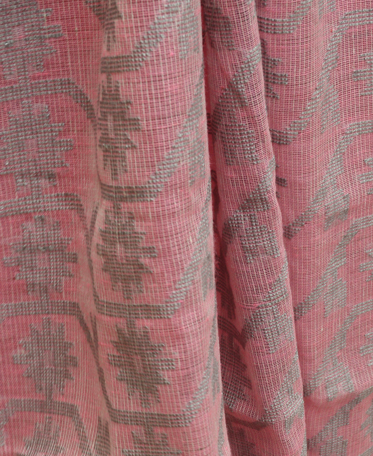 Silver Grey On Baby Pink Silk Cotton Jamdani Saree