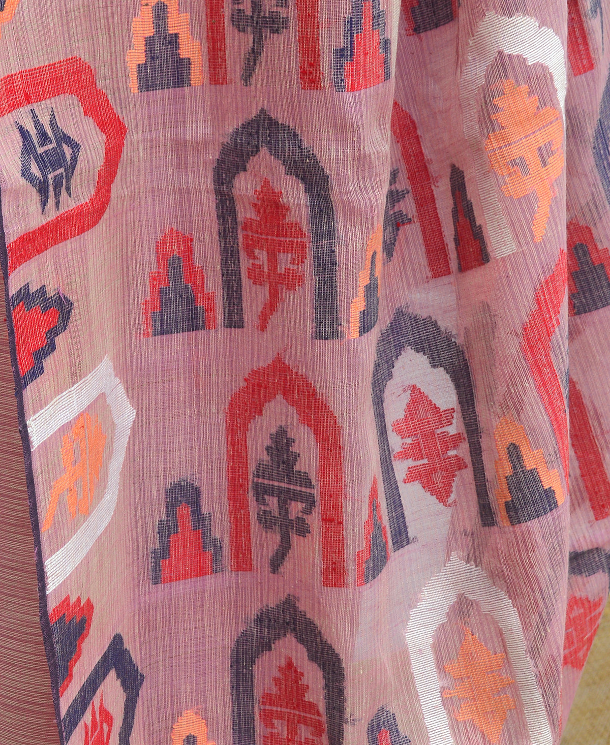 Thistle Mauve Silk Cotton Jamdani Saree