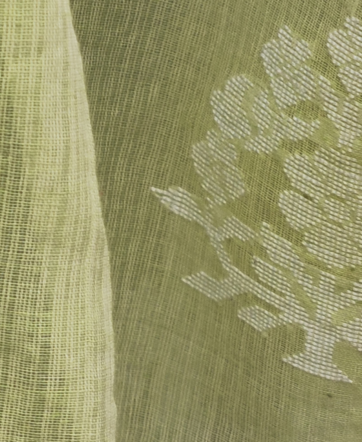 Lime Green Silk Cotton Jamdani Saree